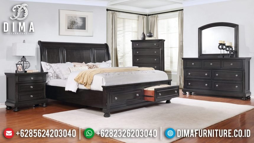 Set Tempat Tidur Jati Minimalis Natural Terbaru ST-0819