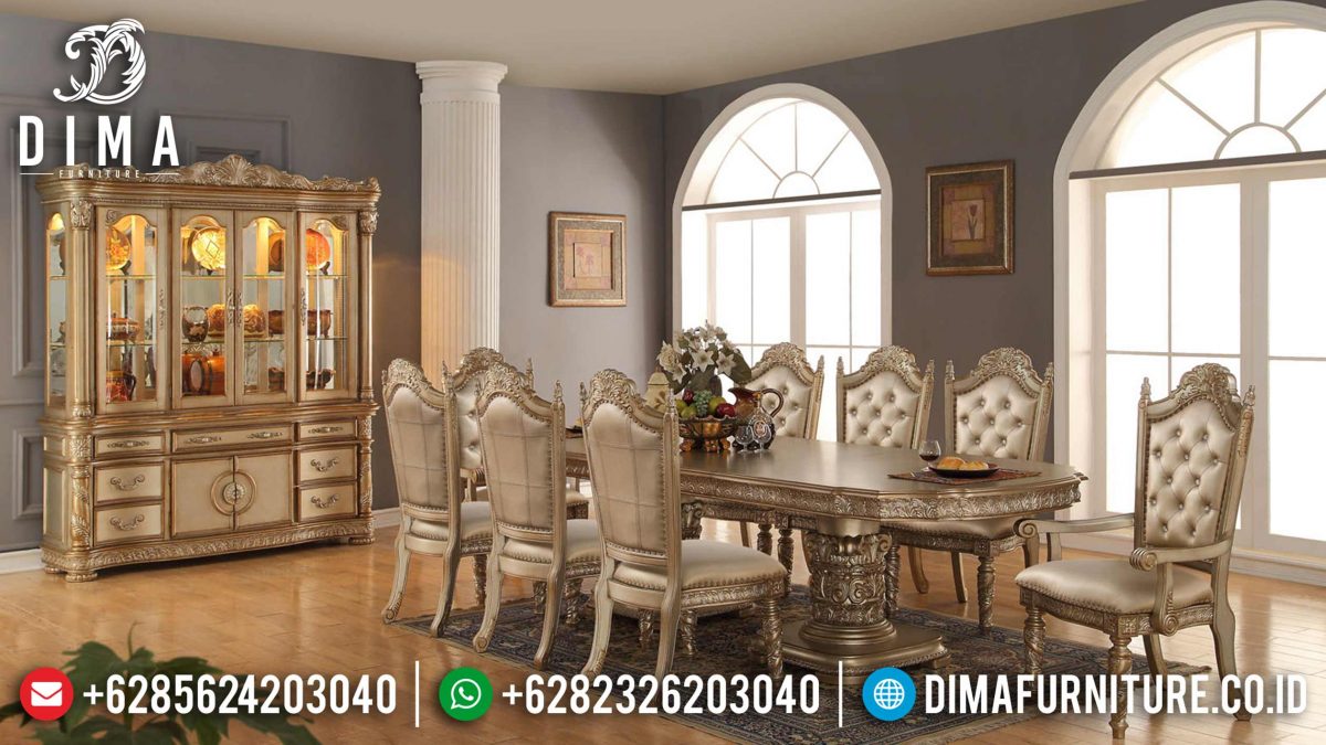 Set Meja Kursi Makan Duco Emas Mebel Jepara Terbaru ST-0854