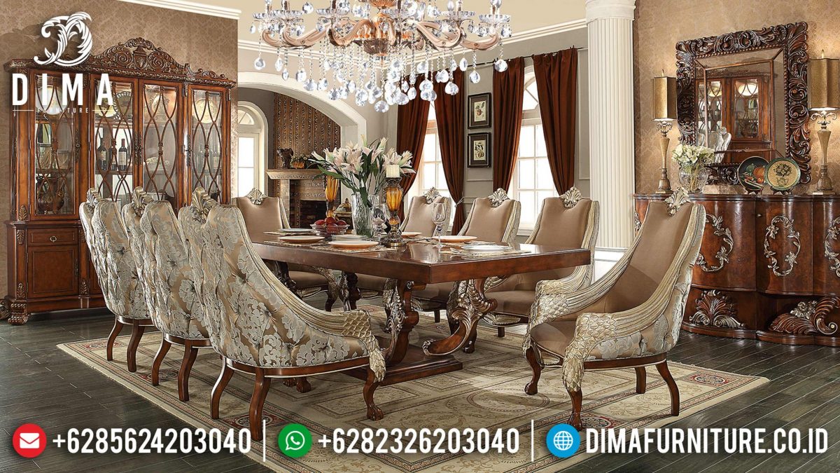 Set Meja Kursi Makan Klasik Jati Mebel Jepara Terbaru ST-0847