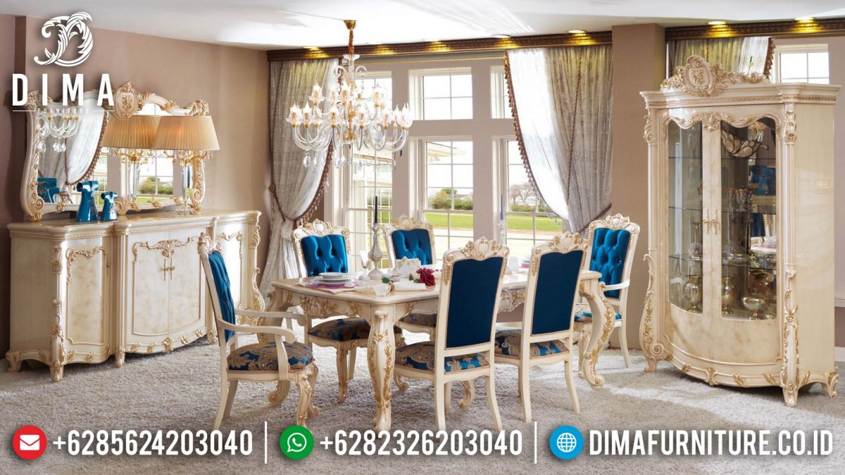 Set Meja Makan Ukir Jepara Klasik Mewah Terbaru ST-0849