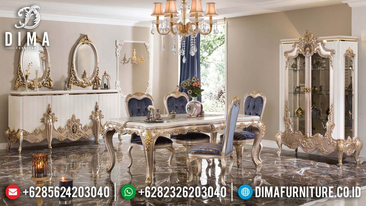 Set Meja Makan Ukir Klasik Mebel Jepara Mewah Terbaru ST-0851