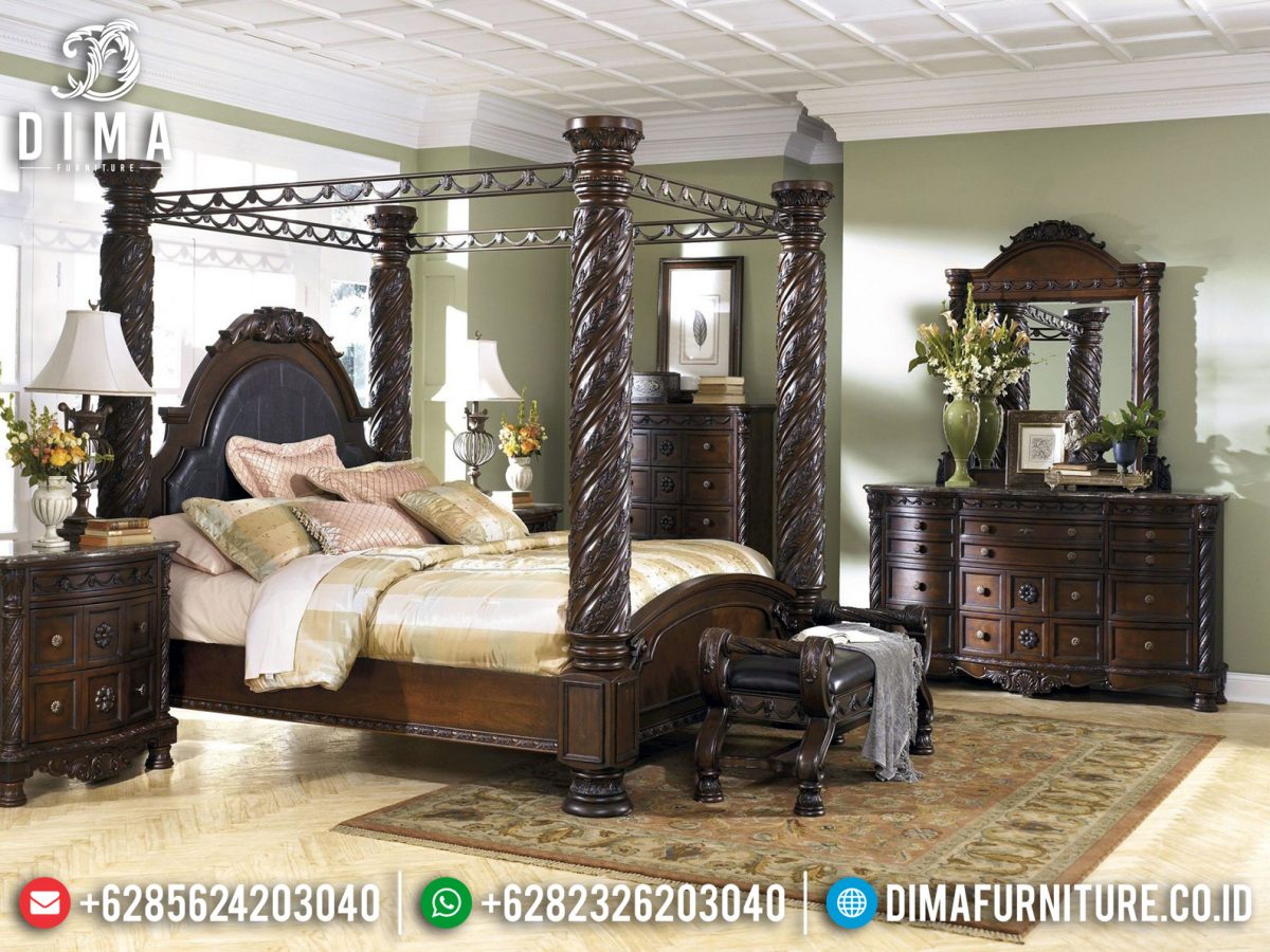 Desain Tempat Tidur Jati Jepara Konsep Minimalis Ukiran Classic ST-0882