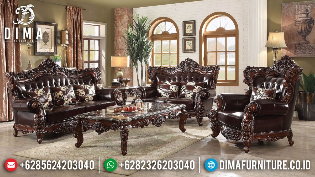 Harga Set Sofa Tamu Mewah Jepara Natural Jati Ukiran Klasik ST-0887 | Sofa Tamu Jepara - Dima Furniture Harga Set Sofa Tamu Mewah Jepara Natural Jati Ukiran Klasik ST-0887