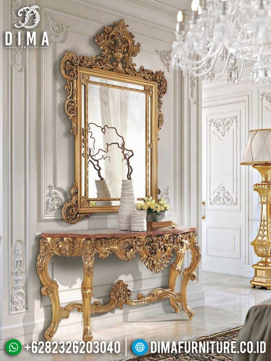 New Elegant Meja Konsol Jepara Ukir Cermin Mewah Golden Crown ST-0894