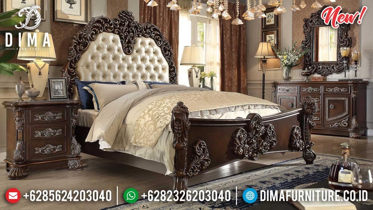 Set Kamar Tidur Mewah Jati Klasik Natural Terbaru ST-0897 Set Kamar Tidur Mewah Jati Klasik Natural Terbaru ST-0897