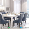 Best Seller Meja Makan Minimalis Modern Soft Beludru Fabric Luxury Mebel Jepara ST-0956