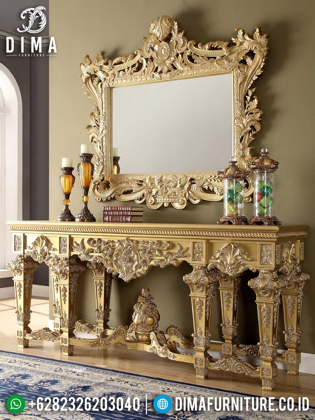 Gloria Meja Konsul Mewah Jepara Golden Luxury Glossy Great Furniture Royals ST-0949