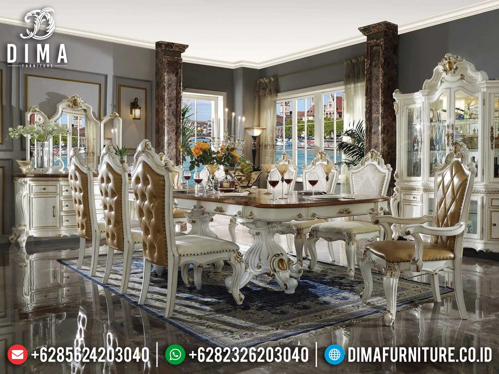 Harga Meja Makan Mewah Ukiran Jepara Luxury Classic Glorious Product ST-0941 Harga Meja Makan Mewah Ukiran Jepara Luxury Classic Glorious Product ST-0941