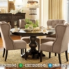 Meja Makan Minimalis Bundar Natural Classic Luxury Grade A Solid Wood ST-0960