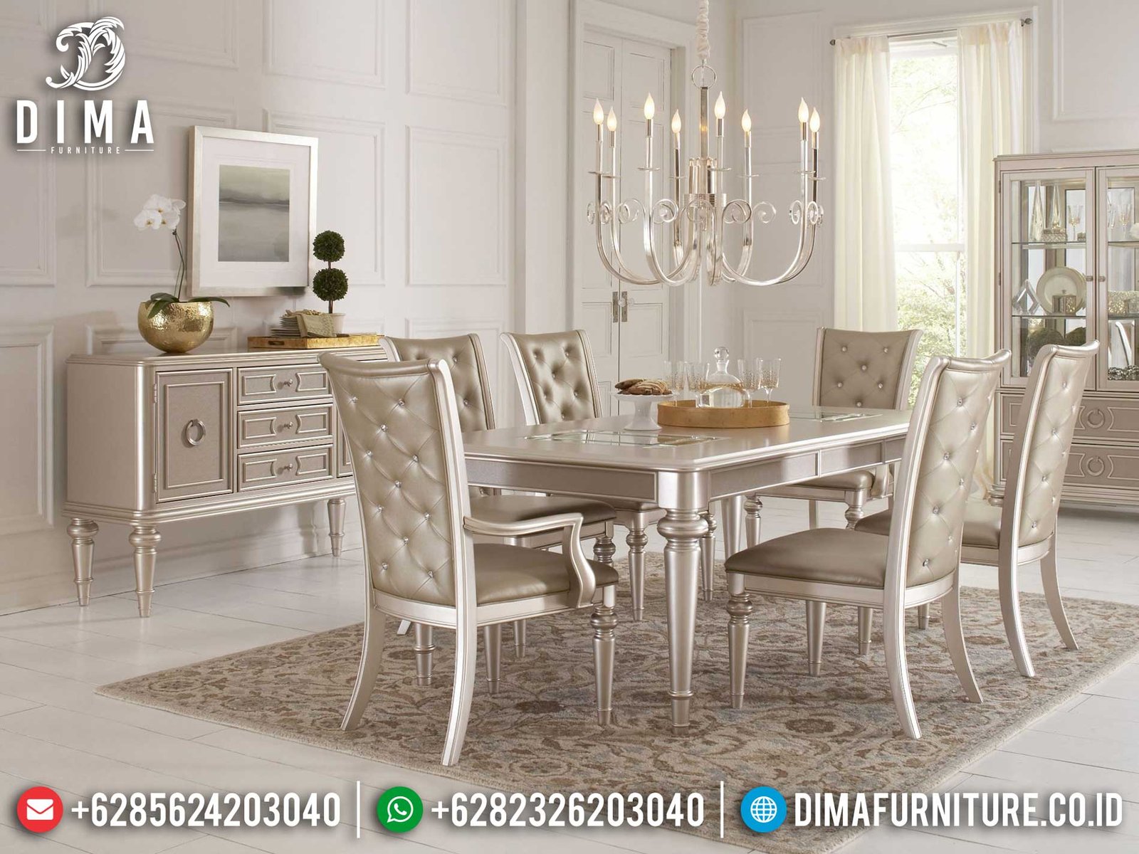 Meja Makan Minimalis Luxury Champagne Color New Simple Design Jepara ST-0937 Meja Makan Minimalis Luxury Champagne Color New Simple Design Jepara ST-0937
