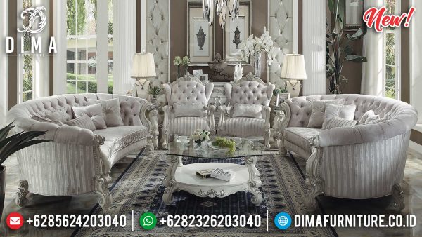 Harga Sofa Tamu Mewah Jepara Luxury Carving Soft Fabric Best Quality ST-1007