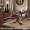 Meja Kantor Jati Minimalis Natural Salak Dark Brown Simple Design ST-1048