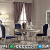 Meja Makan Mewah Bundar Luxury Classic White Ivory Duco Combination ST-1058