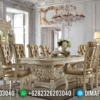 Meja Makan Mewah Ukiran Luxury Classic New Color White Ivory Glossy ST-1034