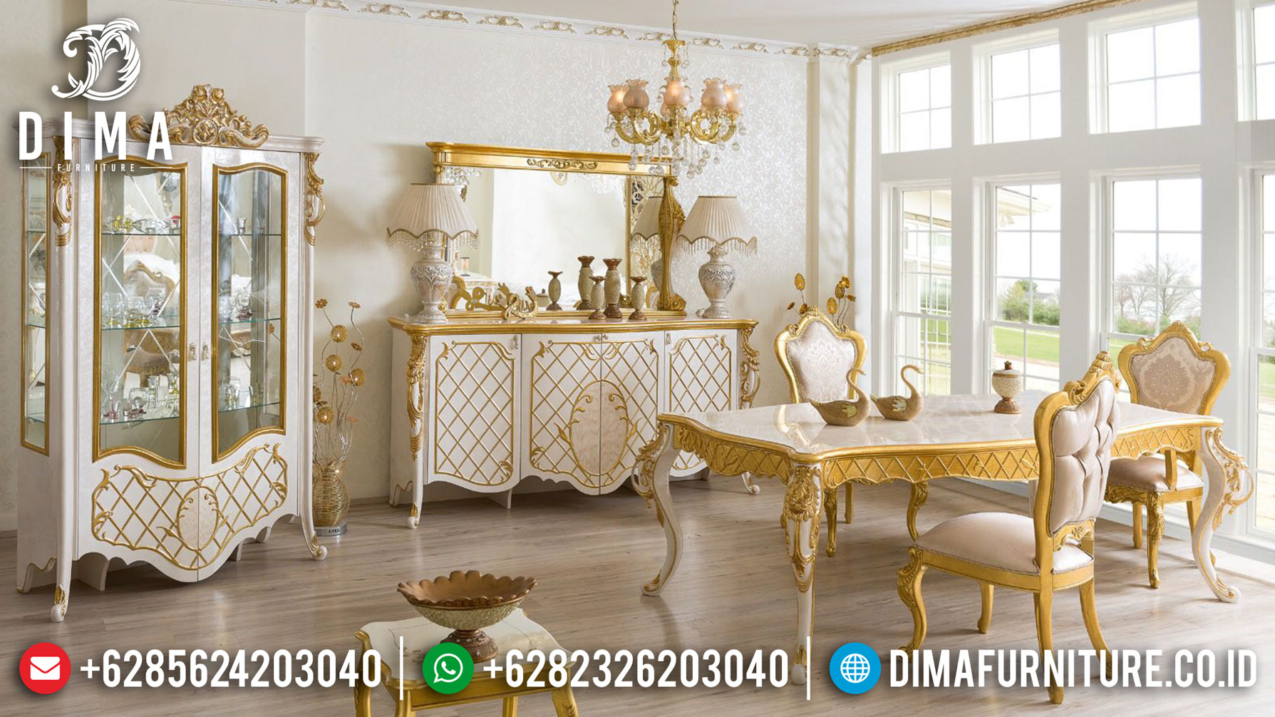 Model Meja Makan Mewah Luxury Classic Carving Turkish Style Furniture Jepara Terbaru ST-1038