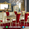Model Meja Makan Mewah Ukiran Luxury Royals Red Velvet Soft Fabric ST-1032