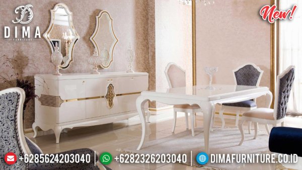 Excellent meja makan minimalis white duco luxury best selling 2021 ST-1168