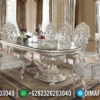 Highest Set Meja Makan Mewah Ukiran Jepara Luxury Champagne Color Glossy ST-1120