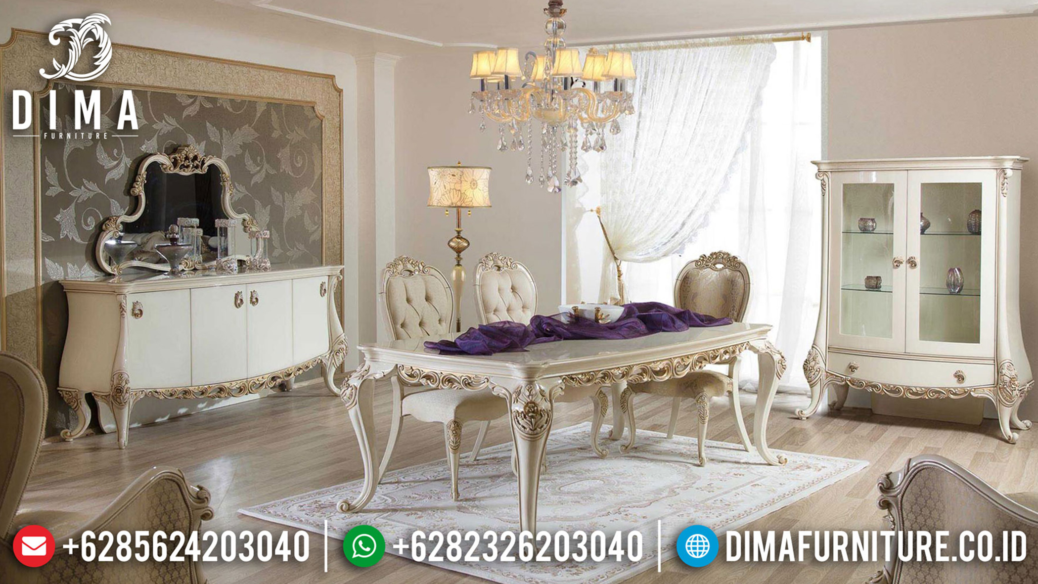 Model Meja Makan Mewah Ukir Luxury Carving Popular Item Furniture Jepara ST-1160