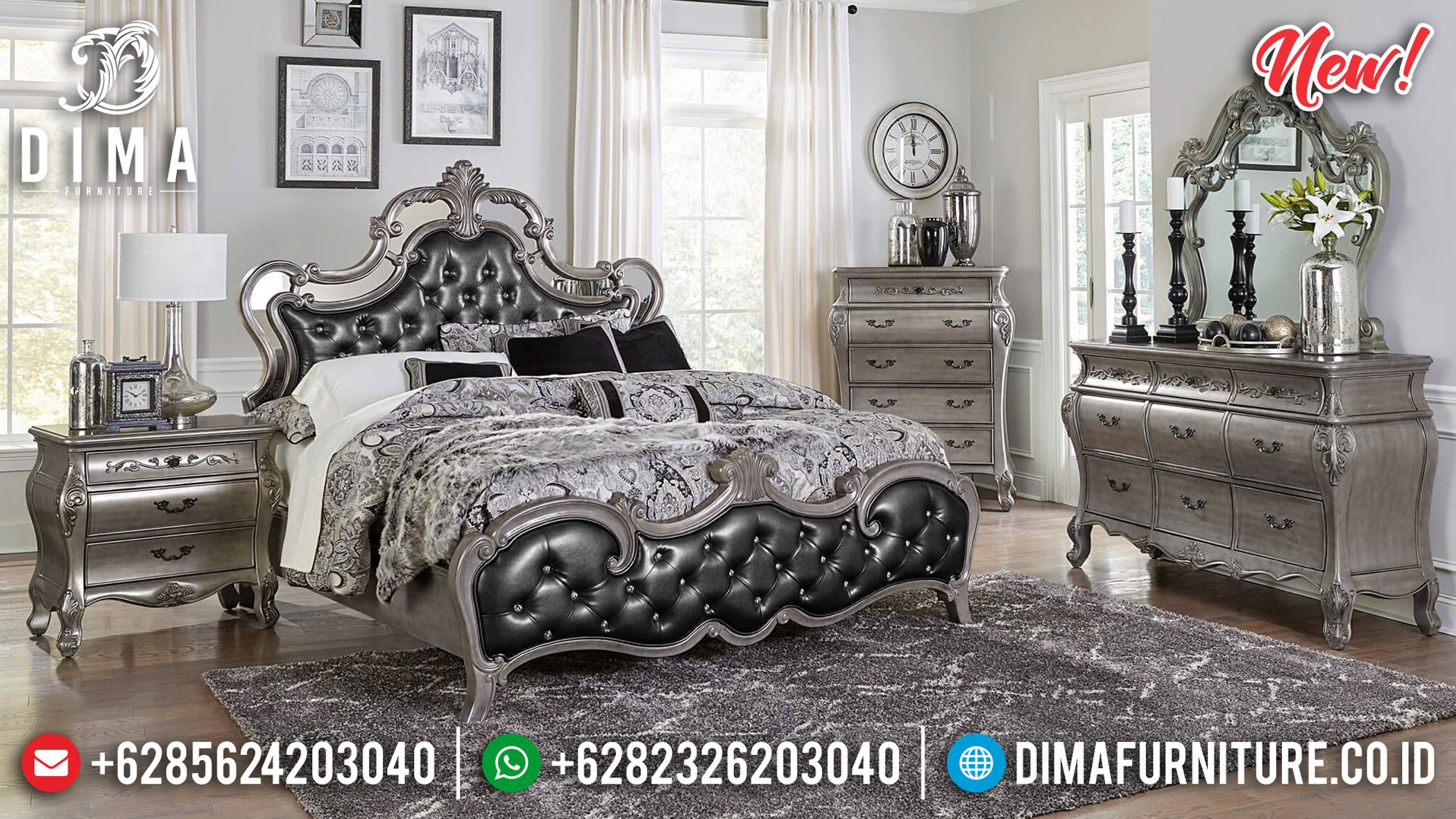Great Kamar Set Mewah Jepara Terbaru Luxury Carving Silver Elegant Color ST-1178