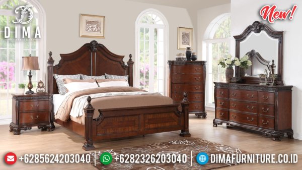 Harga Tempat Tidur Minimalis Jati Classic Luxury Natural Jepara Terbaru ST-1186