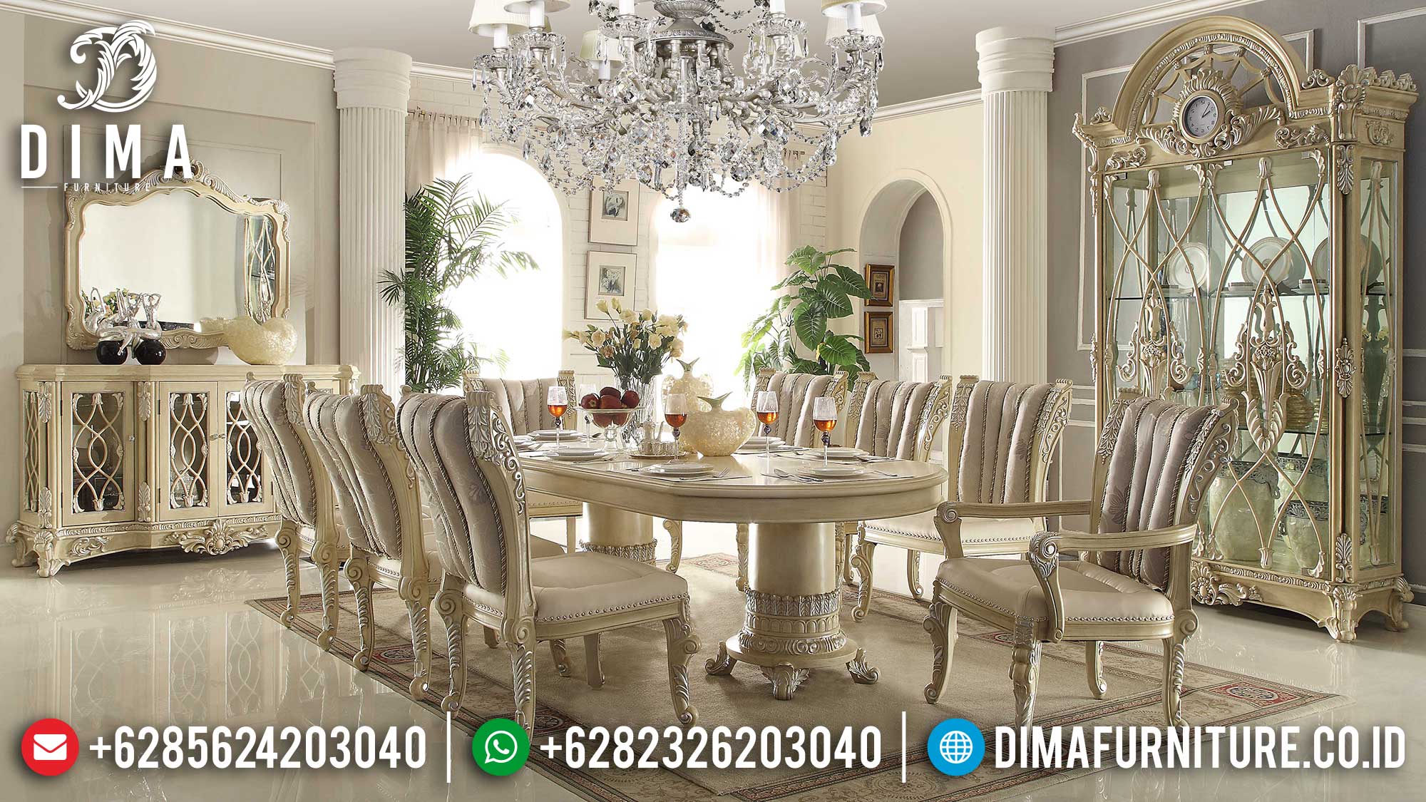 Jual Meja Makan Mewah Jepara Luxury Classic Carving Elegant ST-1248