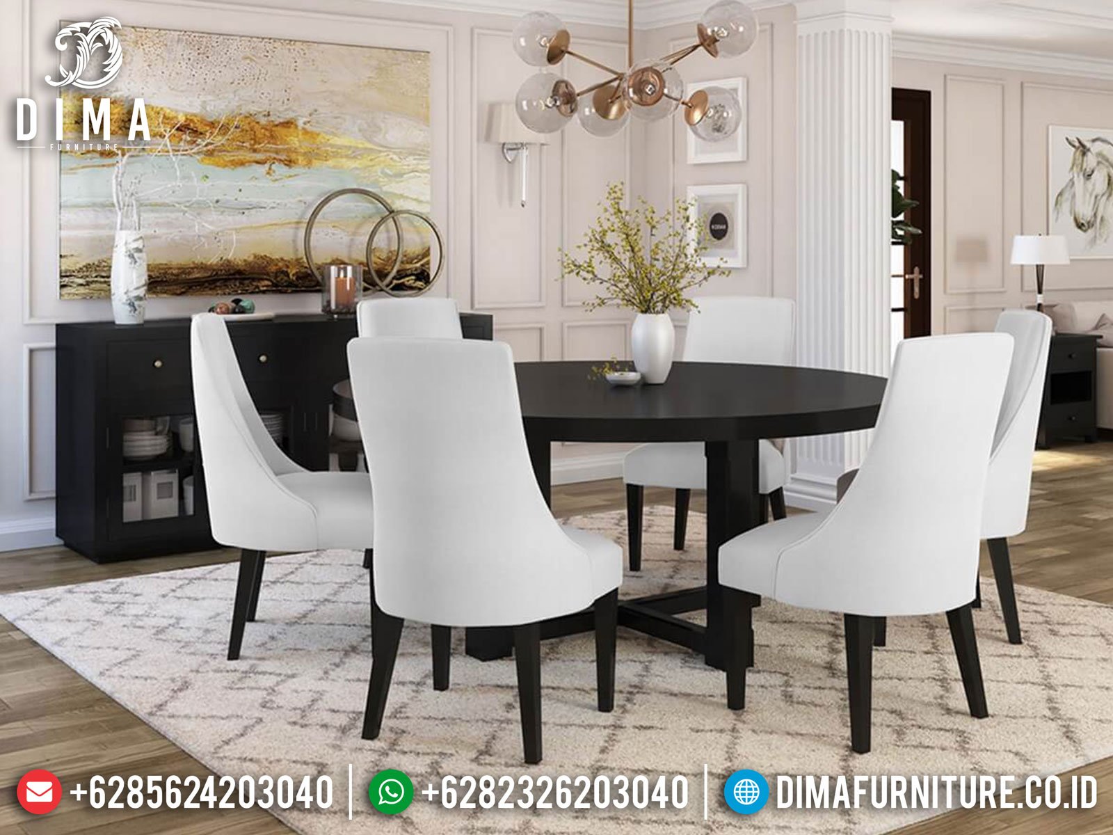 Model Meja Makan Minimalis Bundar Natural Jati Classic Luxury Jepara ST-1214 Model Meja Makan Minimalis Bundar Natural Jati Classic Luxury Jepara ST-1214