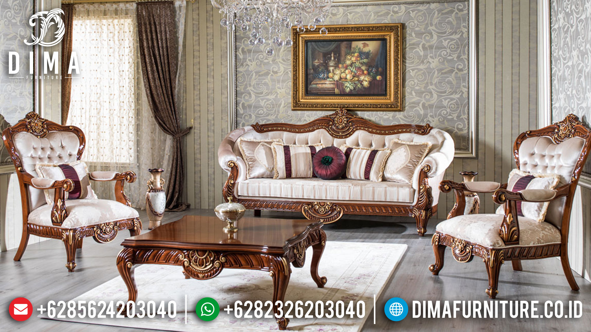 Desain Sofa Tamu Mewah Jepara Luxury Carving Classic Best Seller ST-1290