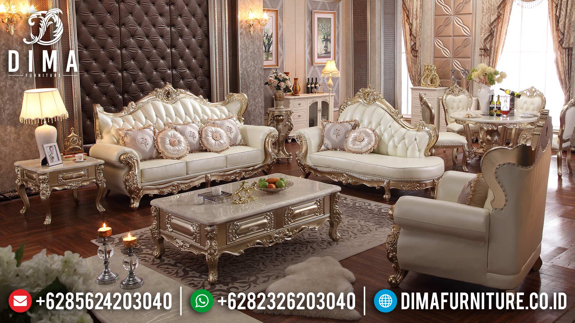 Desain Sofa Tamu Mewah Luxury 100 % High Quality Solid Wood Perhutani ST-1363
