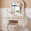 Meja Rias Mewah Ukiran Jepara Luxury Elegant White Duco ST-1391 | Sofa Tamu Jepara - Dima Furniture Meja Rias Mewah Ukiran Jepara Luxury Elegant White Duco ST-1391