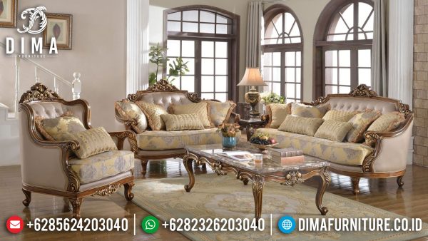 Sofa Tamu Mewah Jati Natural Classic Combine Color New Furniture Jepara ST-1311
