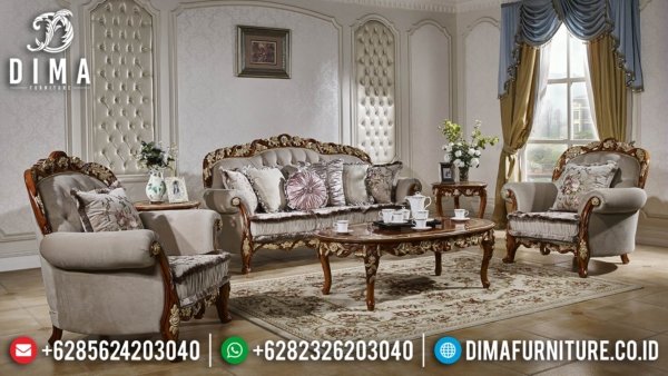 Sofa Tamu Mewah Klasik Jati Perhutani Natural Color Luxury ST-1310