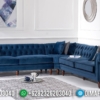 Sofa Tamu Sudut Minimalis Chesterfield Luxury Softly Green Fabric Best Royal Foam ST-1307