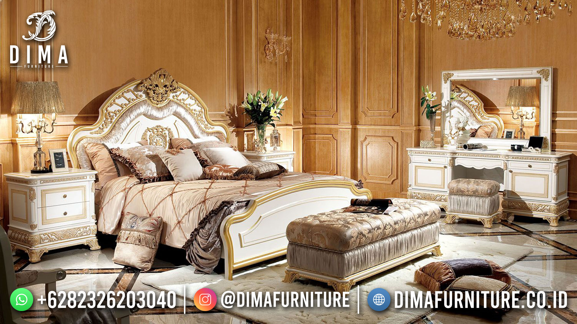 Desain Set Tempat Tidur Mewah Ukiran Luxury Royal Classic New Furniture Jepara ST-1419
