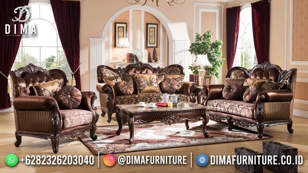 Glorious Sofa Tamu Mewah Jati Natural Classic Kayu TPK Perhutani ST1436