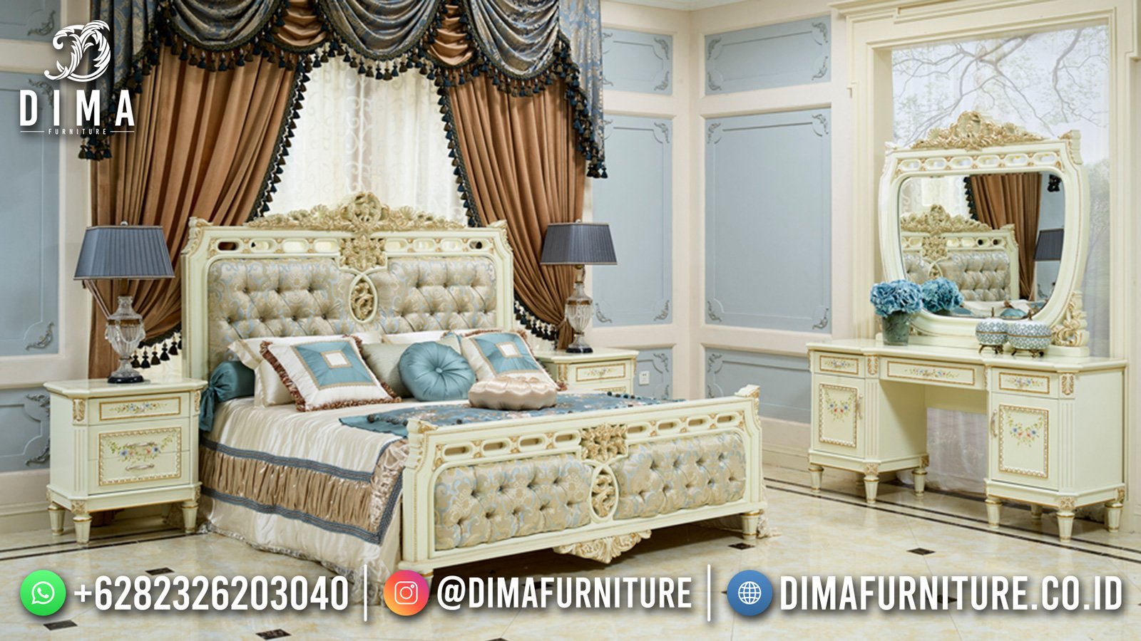 Harga Tempat Tidur Mewah Art Duco Color Elegant Style Luxury Carving ST-1406 Harga Tempat Tidur Mewah Art Duco Color Elegant Style Luxury Carving ST-1406