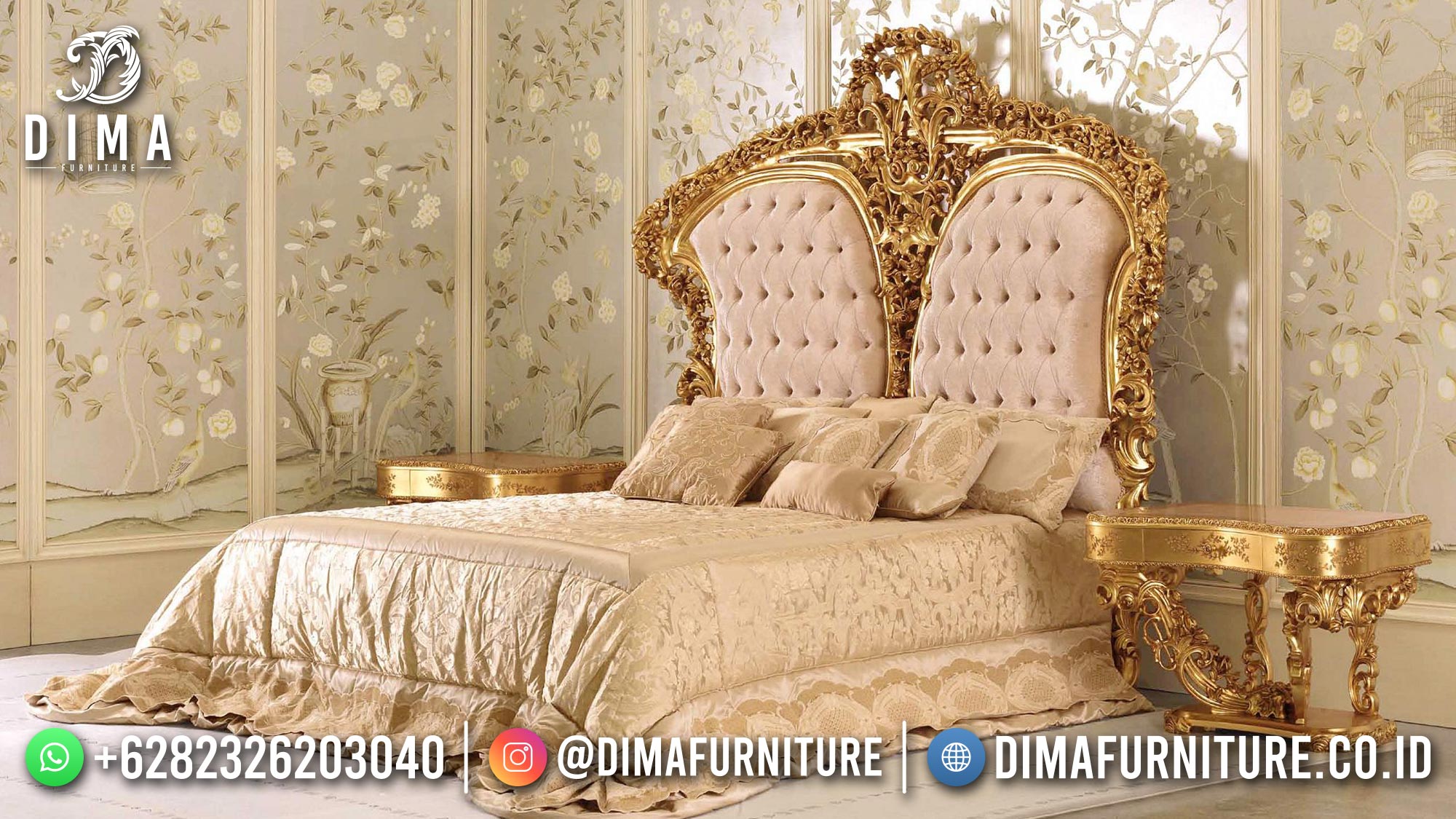Set Tempat Tidur Mewah Jepara Luxury Golden Duco Excellent Color ST-1418