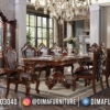 Set Meja Makan Mewah Klasik Jati Natural Kayu Perhutani High Quality ST-1473