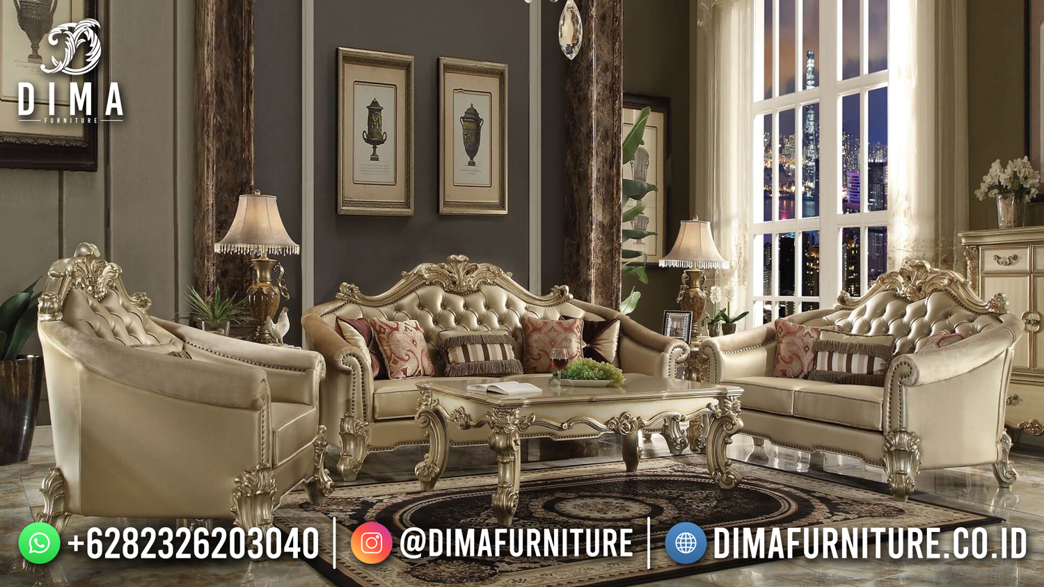 Best Sofa Tamu Mewah Terbaru Brown Classic Luxury Fabric Color ST-1509