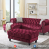 Sofa Tamu Minimalis Chesterfield Luxury Maroon Soft Fabrict Best Item ST-1610