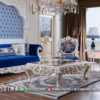 Elektrik Blue Sofa Tamu Mewah White Duco Luxury Carving ST-1785