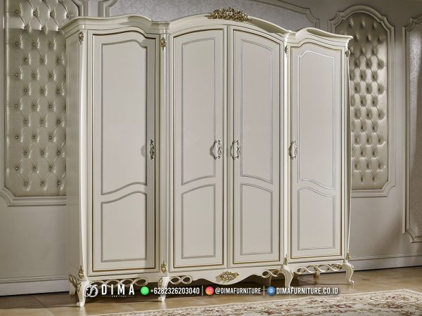 Jual Lemari Baju Pintu 4 Minimalis Klasik Shabby Ivory Furniture Jepara ST-1767