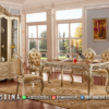 Classic Set Meja Makan Mewah Luxury Golden Stone Color High Quality ST-1849 | Sofa Tamu Jepara - Dima Furniture Classic Set Meja Makan Mewah Luxury Golden Stone Color High Quality ST-1849