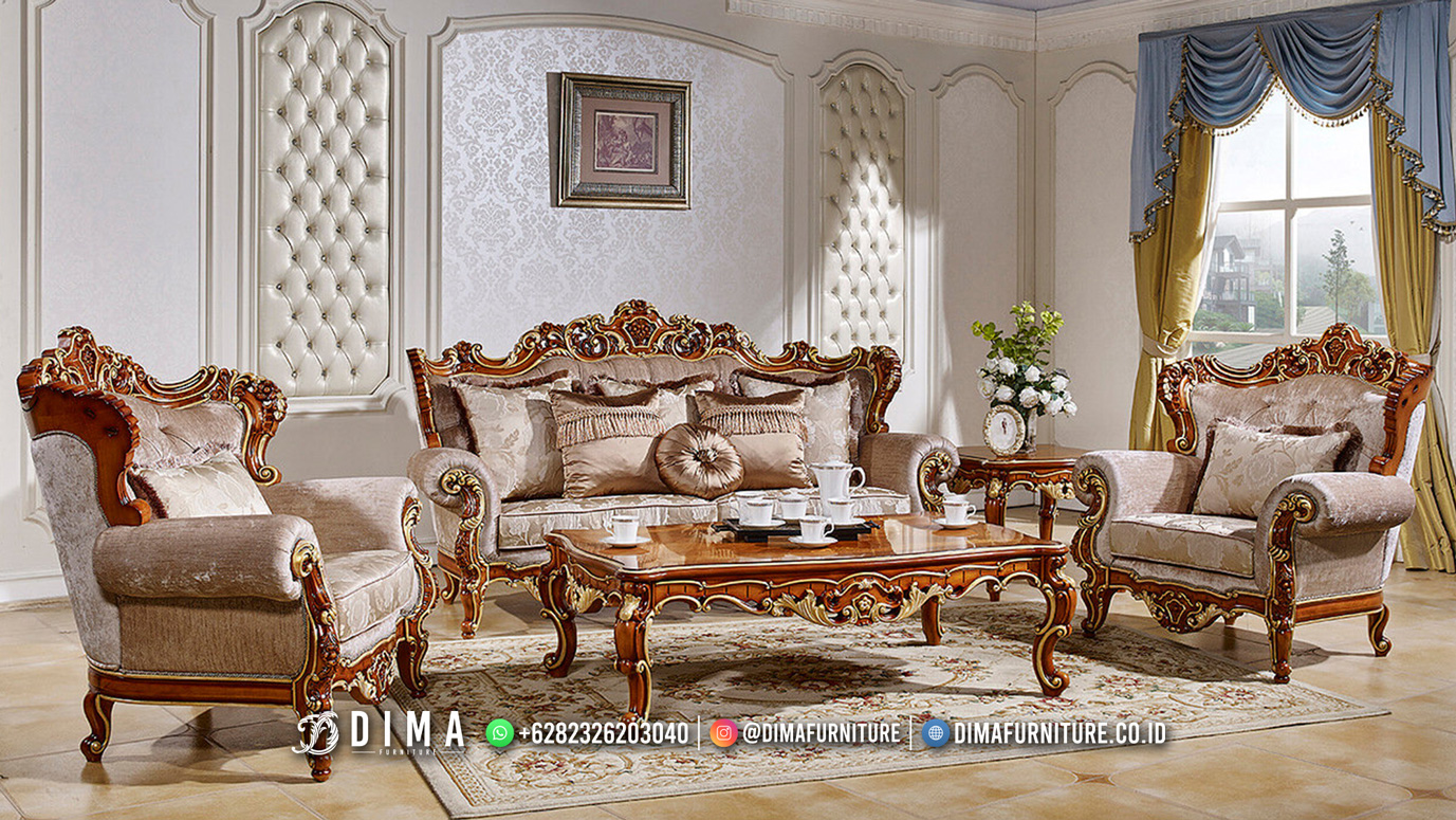 Harga Kursi Tamu Jati Sofa Mewah Natural Glossy Luxury ST-1831