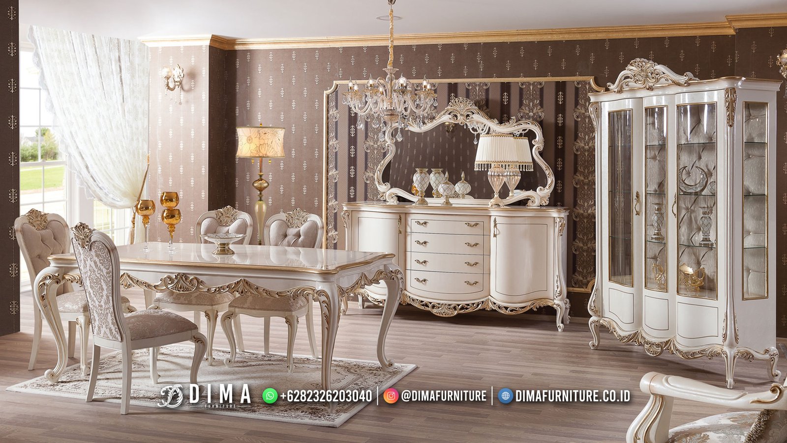 New Arrival Meja Makan Mewah Jepara Duco Color Luxury Carving ST-1850 New Arrival Meja Makan Mewah Jepara Duco Color Luxury Carving ST-1850