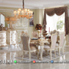Shabby Jepara Meja Makan Mewah Terbaru Luxury White Duco Greatest ST-1837