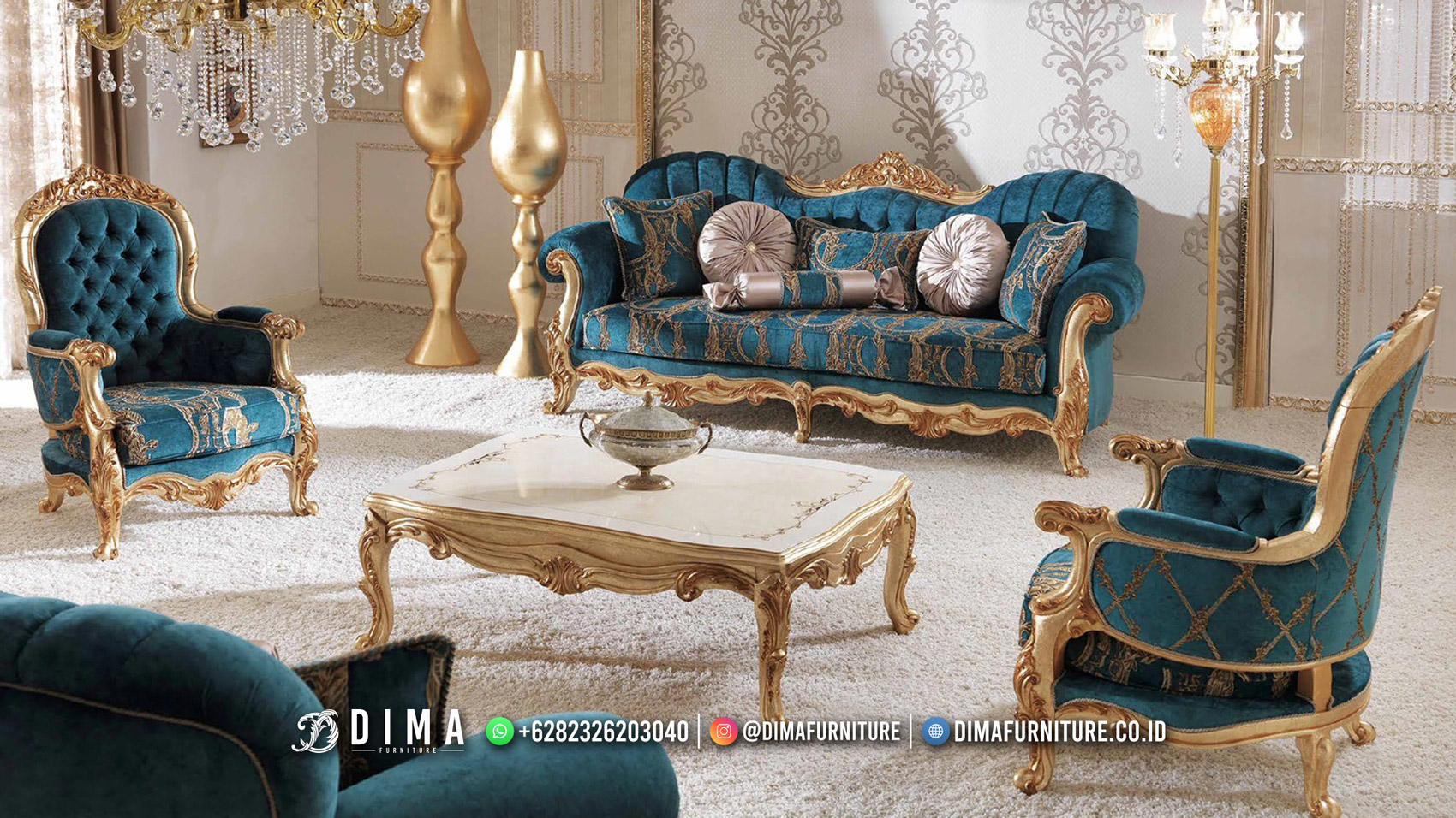 Turki Style Sofa Ruang Tamu Mewah Golden Carving Best Sale 2022 ST-1804