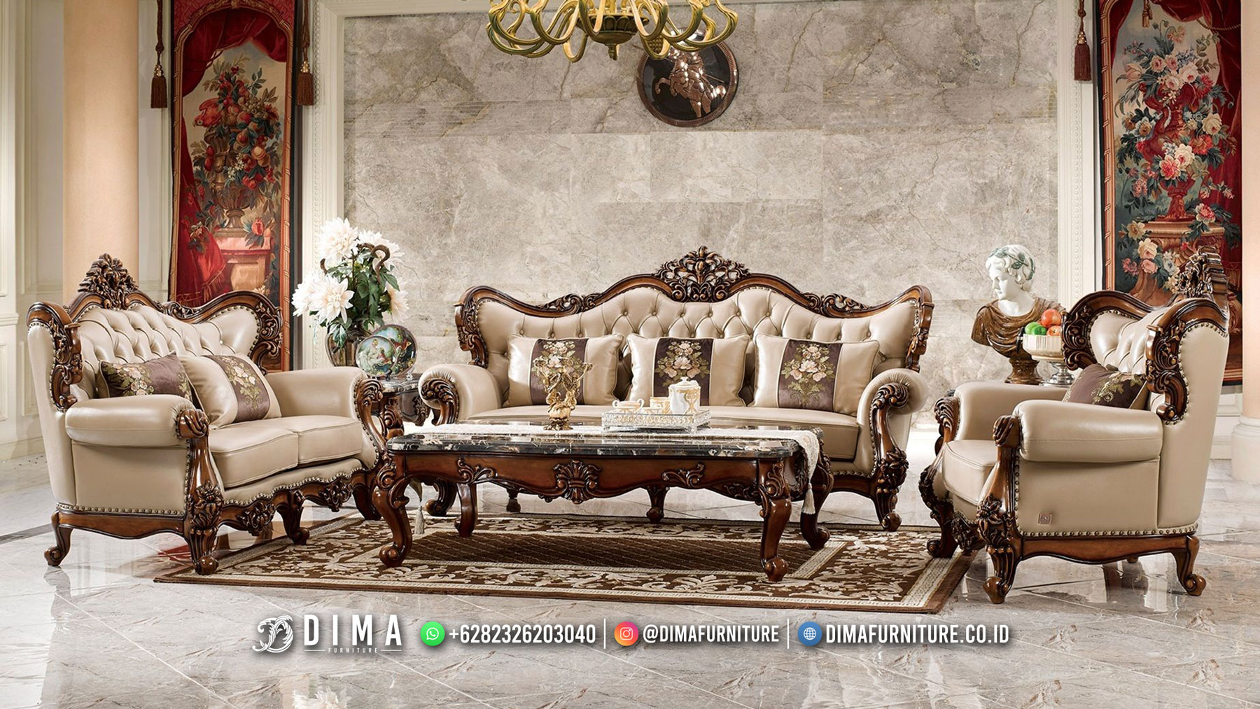Sofa Tamu Mewah Jati Jepara Luxury Carving Excellent Color ST-1877