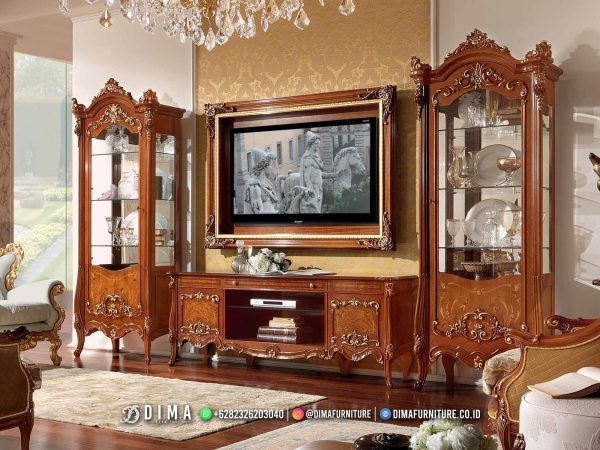 New Design Bufet TV Mewah Jati Jepara Perhutani Natural Luxury Classic ST-1915