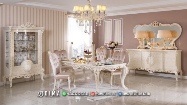 New Model Meja Makan Mewah Ukiran Jepara Glamour Presley ST-1957